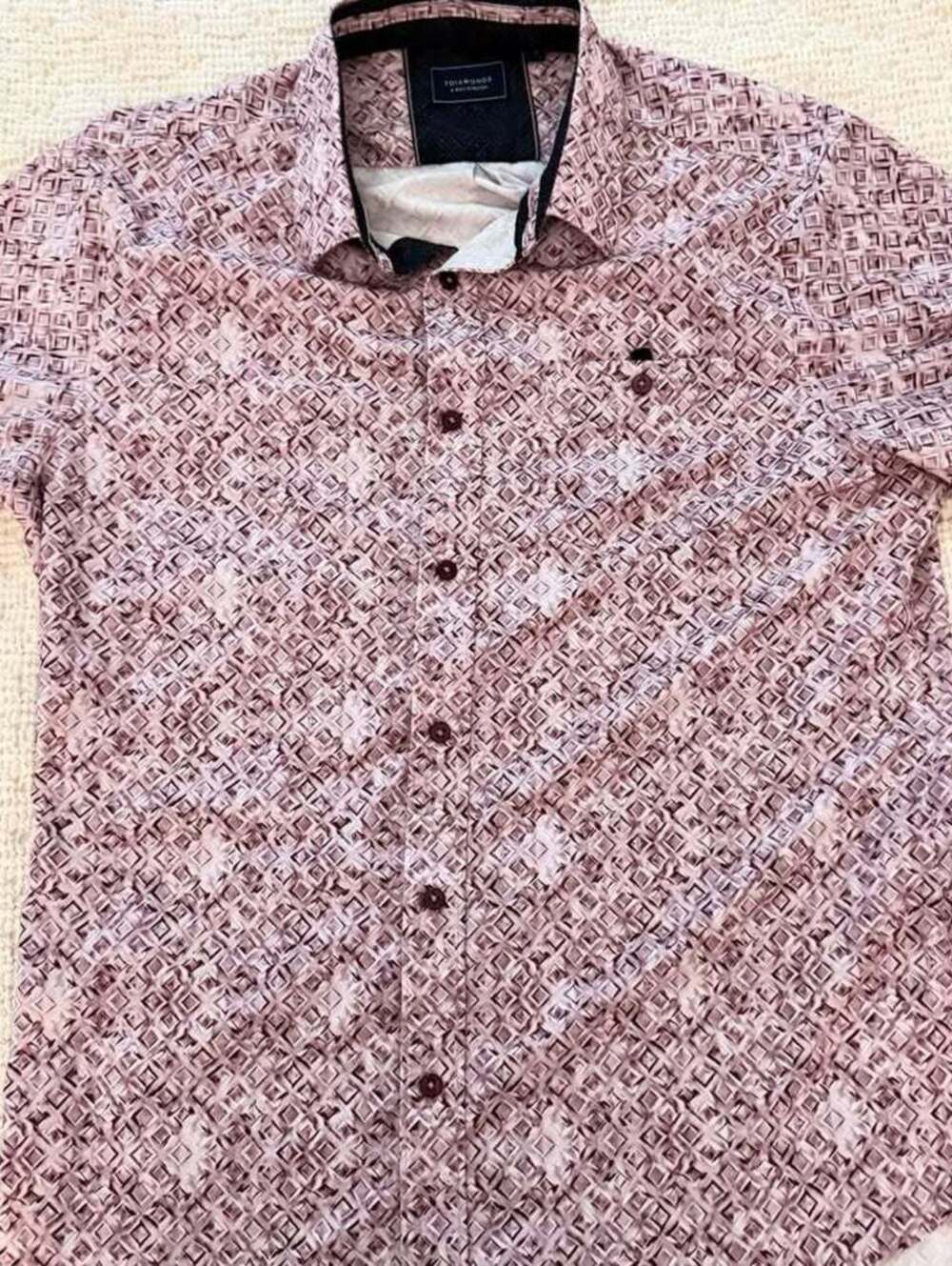 7 Diamonds Men's 4 Way Stretch Short Sleeve Button Up Shirt Mauve Pink